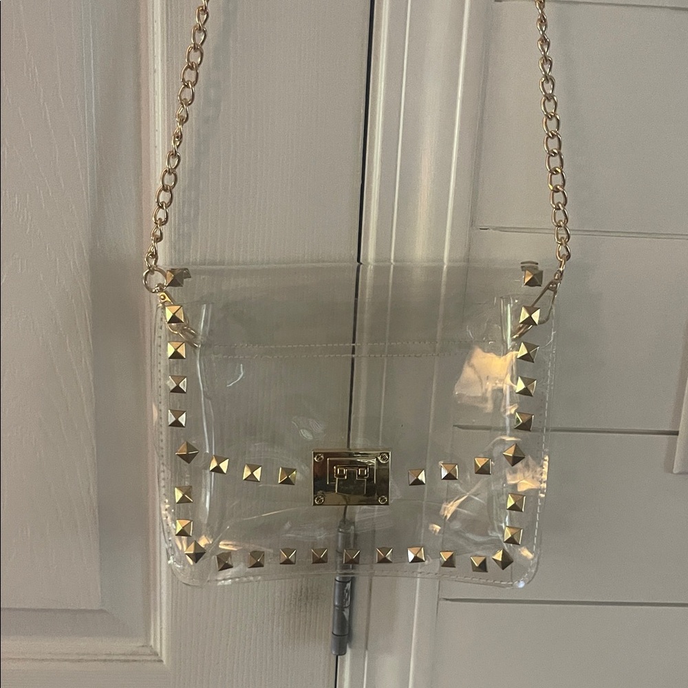 Clear Studded Chain Shoulder Bag